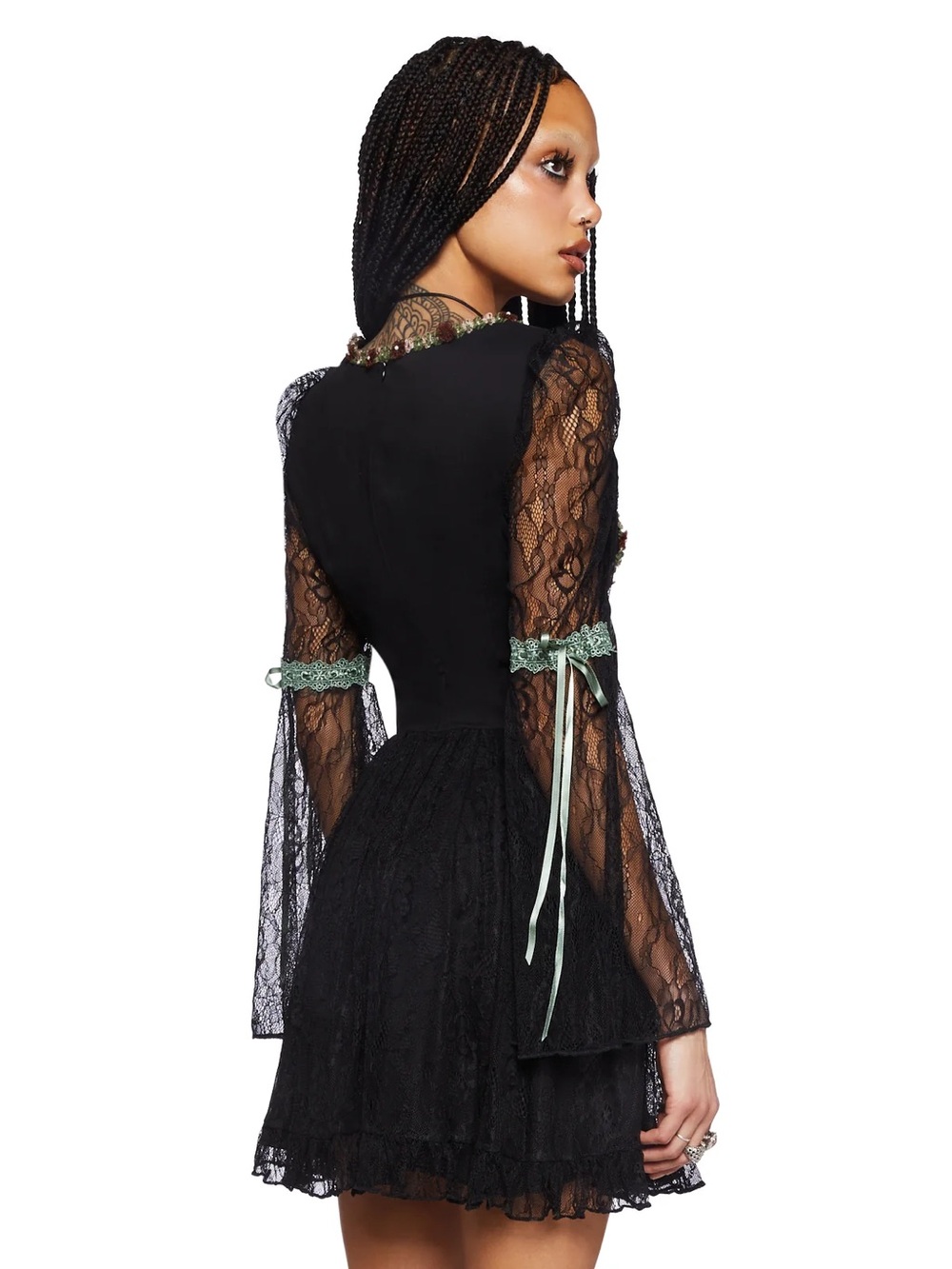 DollsKill Current Mood MYTHS N' LEGENDS MINI DRESS - BLACK LACE, size L (BNWT) - Picture 2 of 10